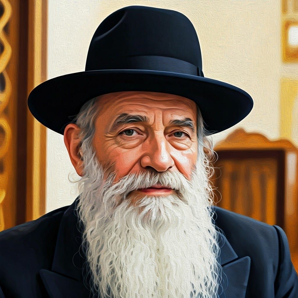 A Wise Rabbi's Portrait in Classic Oil Painting Style