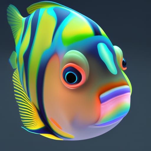 Rainbow Tropical Fish in 3D Aquarium