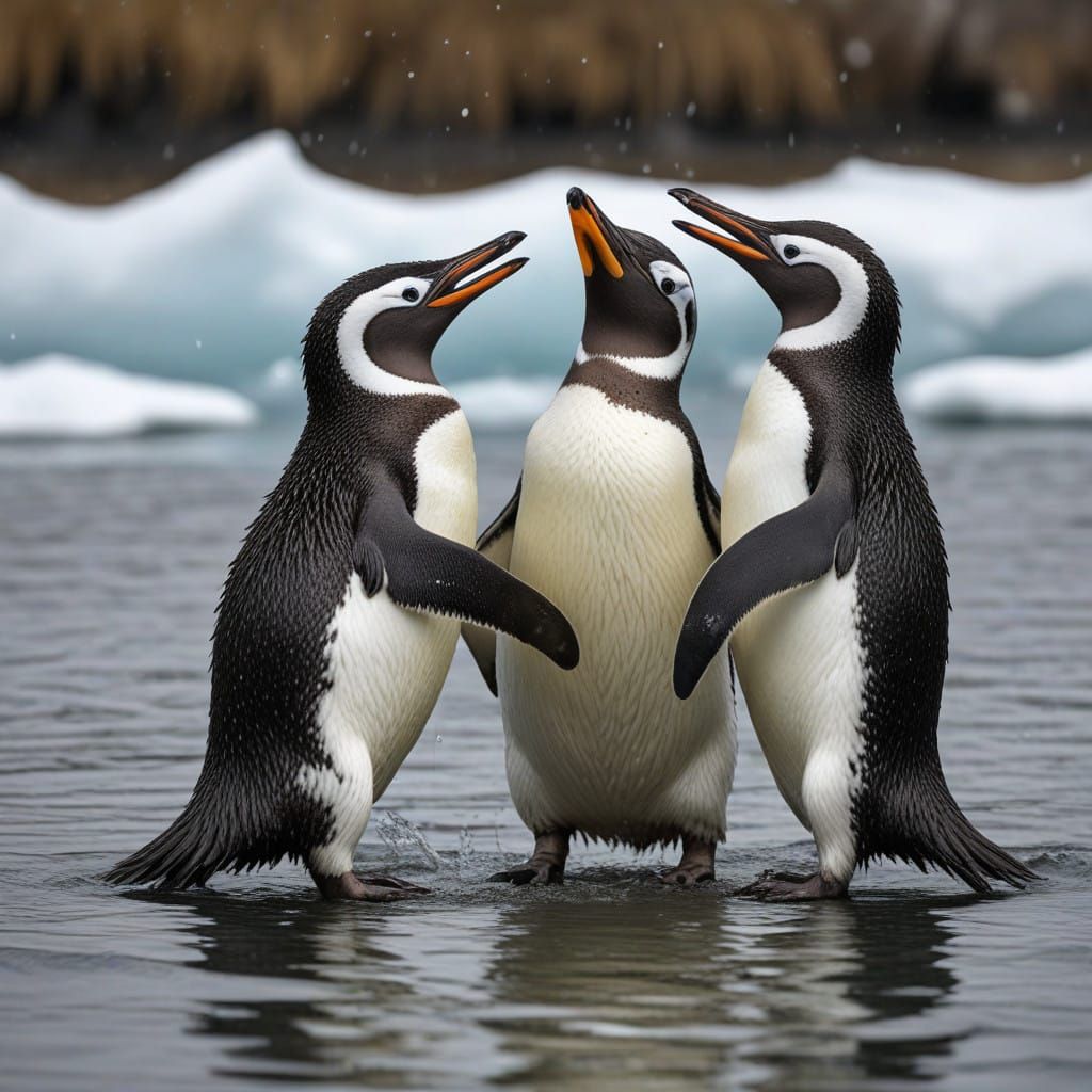 Penguins Engage in Epic Fistfight on Frozen Tundra in Cyberp...