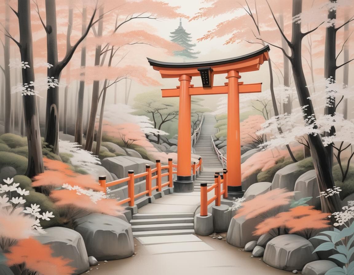 Fushimi Inari Shrine in Delicate Pastel Hues