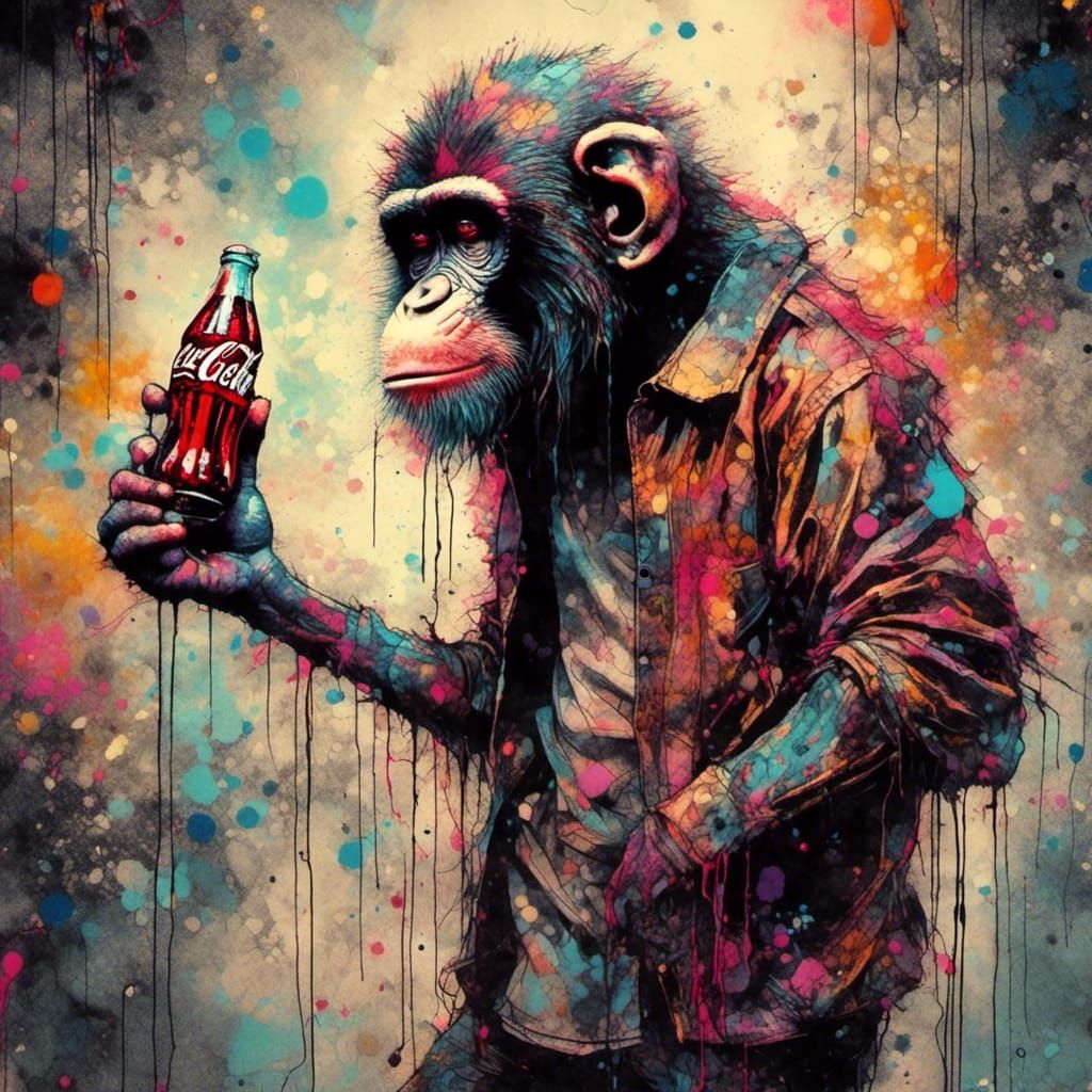 Psychedelic Neon Grunge Portrait Inspired by The Beatles