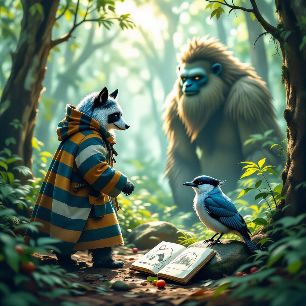 Tasmanian Forest Guardian Stepping Through Rainforest