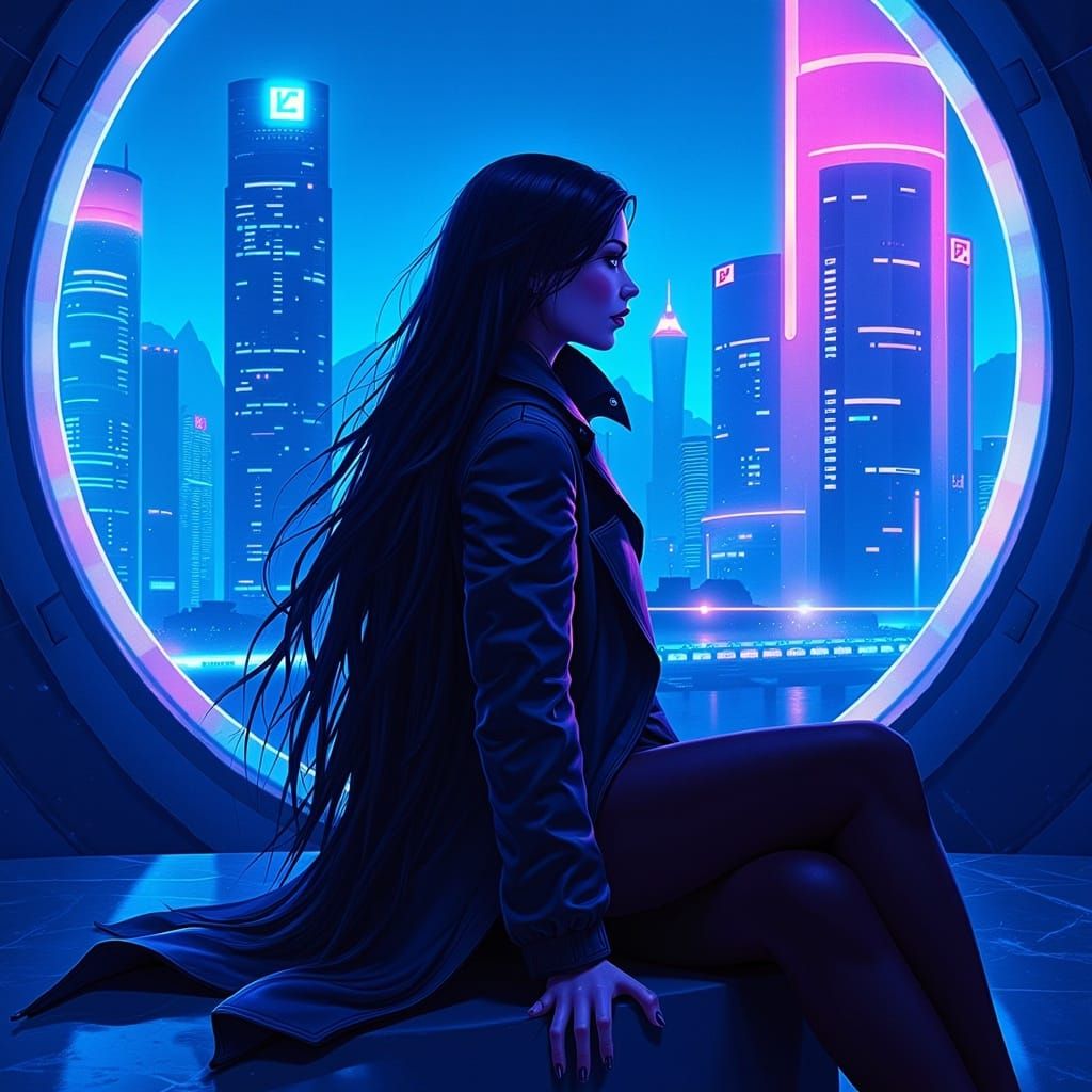 Cyberpunk Woman in GTA Chinatown Wars Style