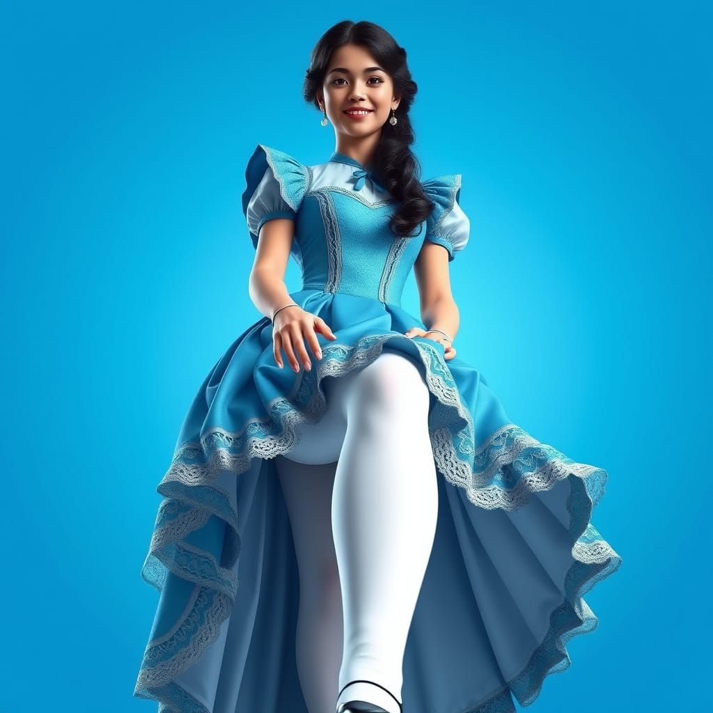 Elegant, Victorian-Inspired Alice in Wonderland Figure in Bl...