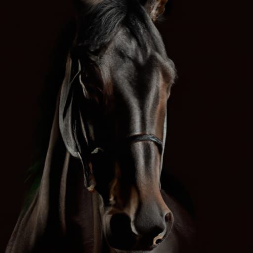 Fierce Black Horse Portrait in Hyperdetailed 3D