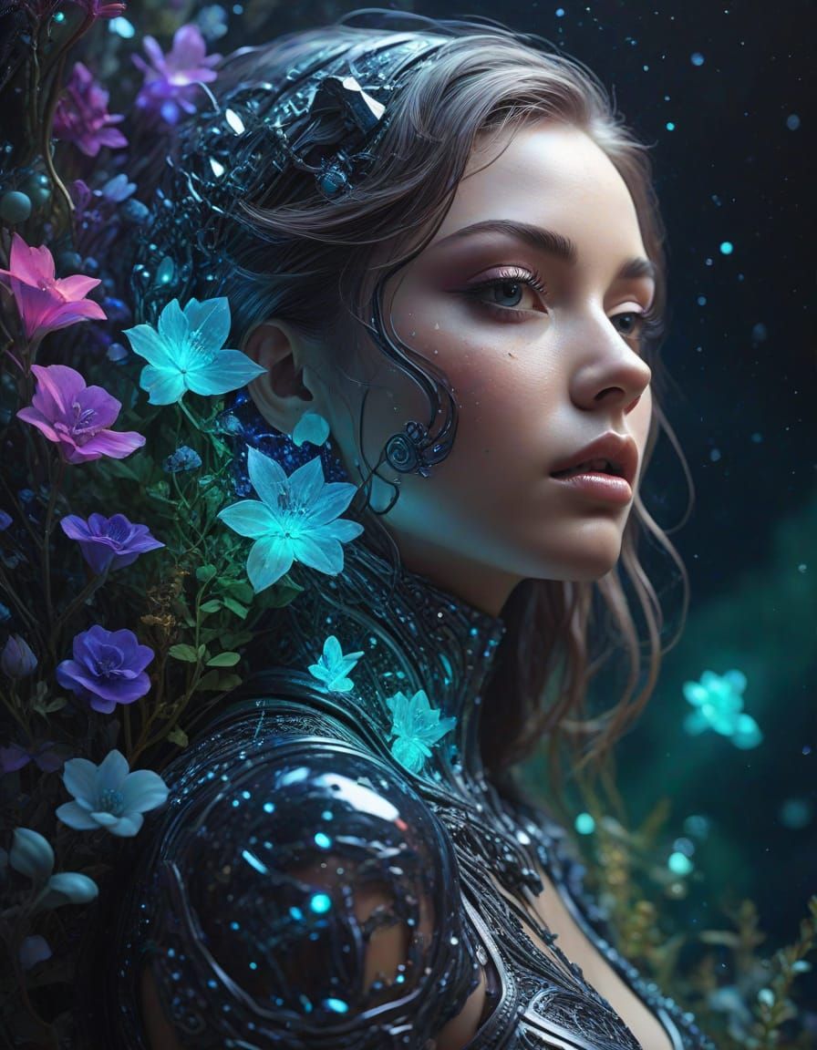 Cosmic Explorer in Vibrant Holographic Art