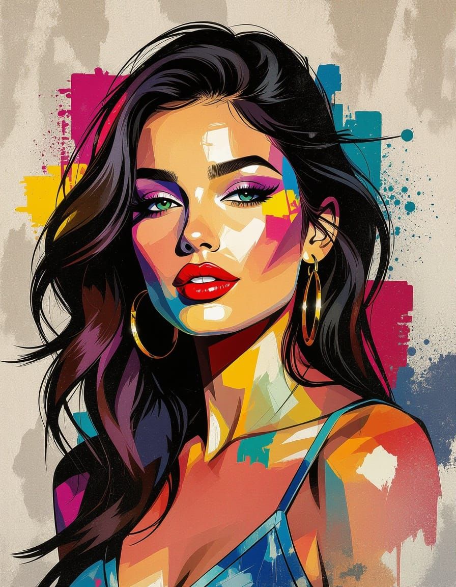 Mannerist Woman with Graffiti Art Elements