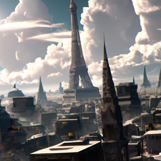 Futuristic Paris in Dark Fantasy Style