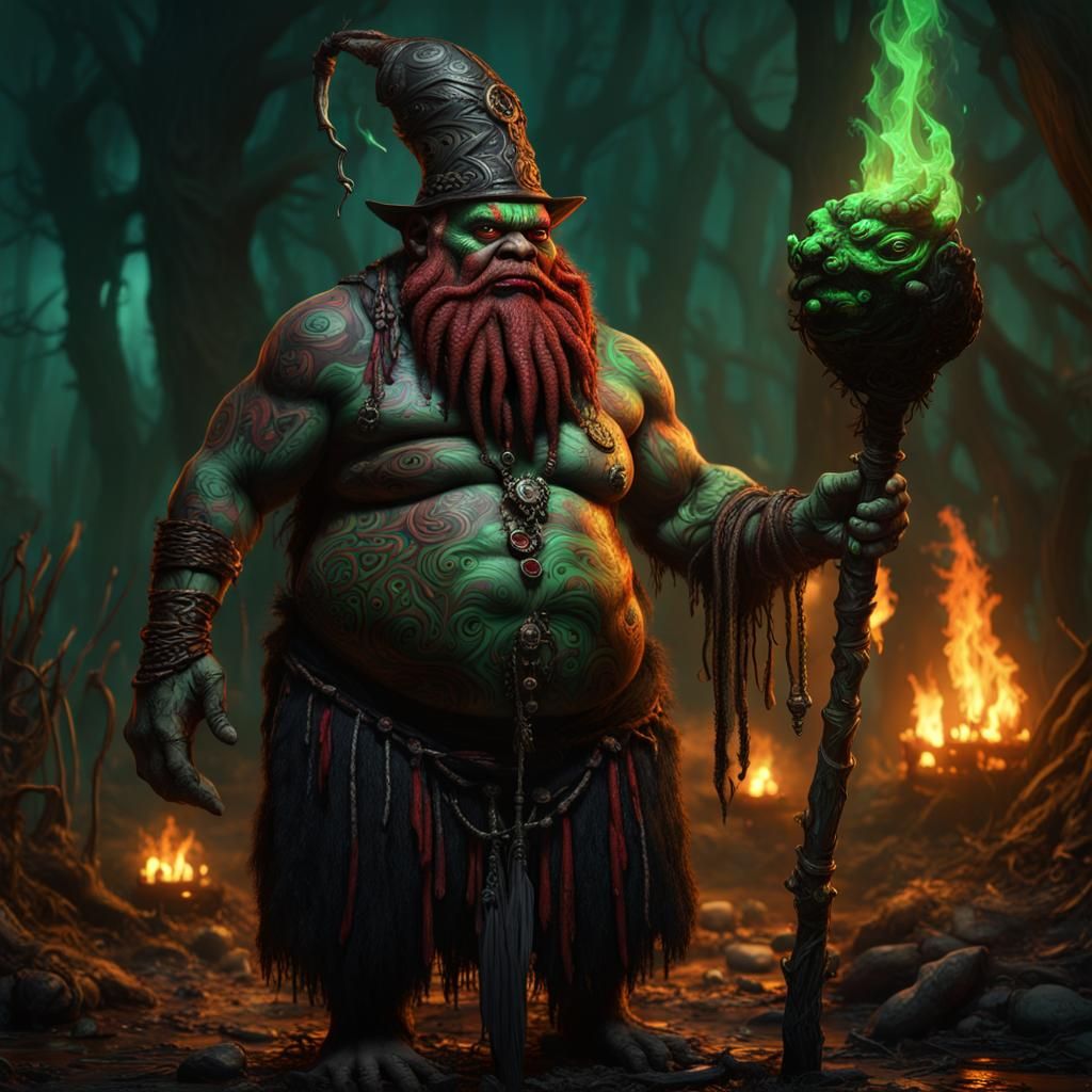 Haitian Voodoo Dwarf Wizard Casting Fire Spell