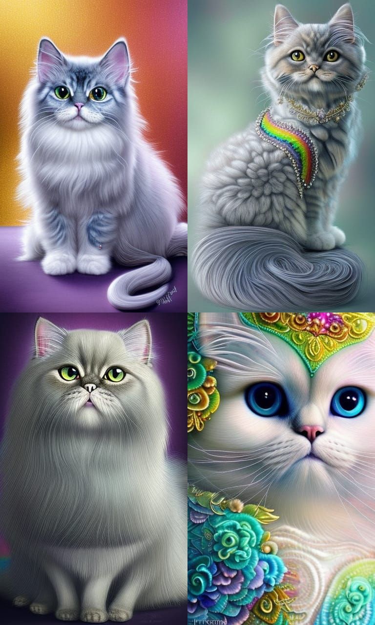 Hyperdetailed Persian Cat with Pearlescent Filigree
