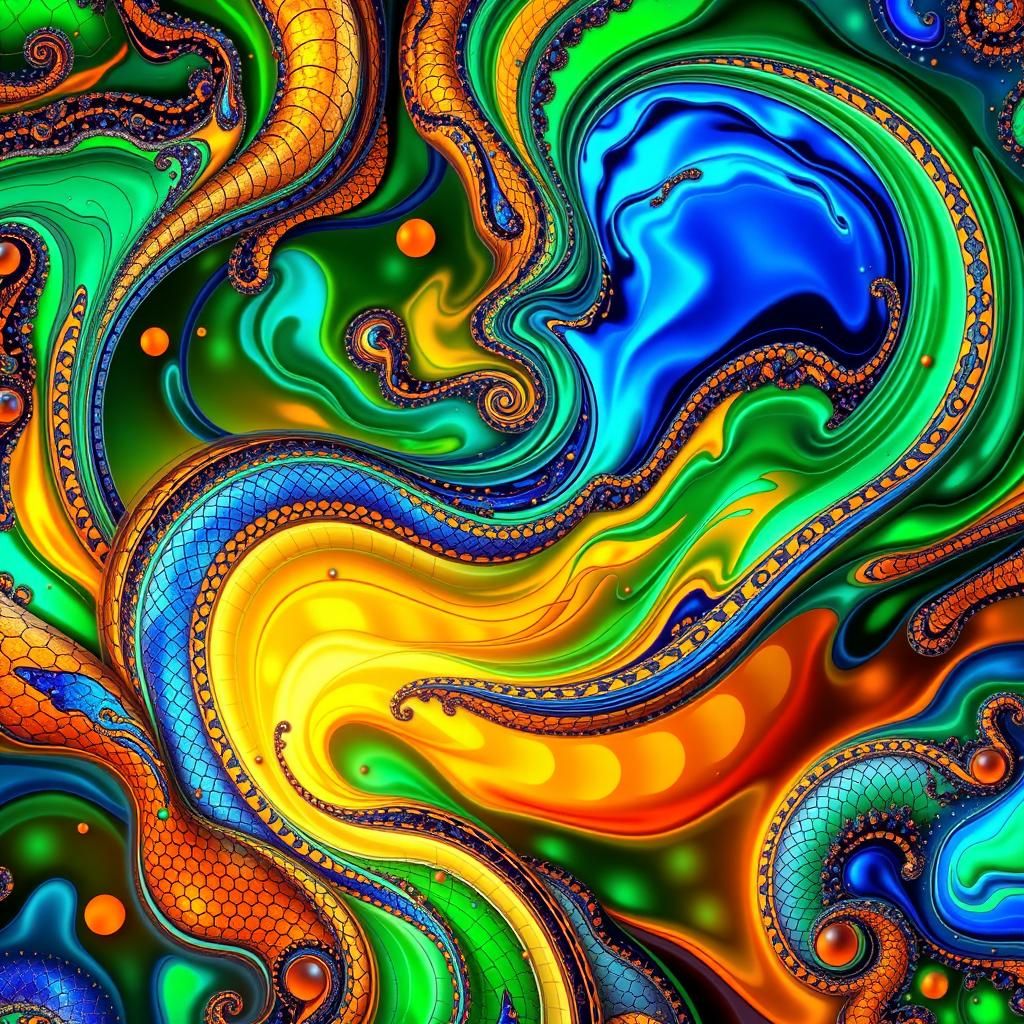 Vibrant Iridescent Vectors in a Surreal Tapestry