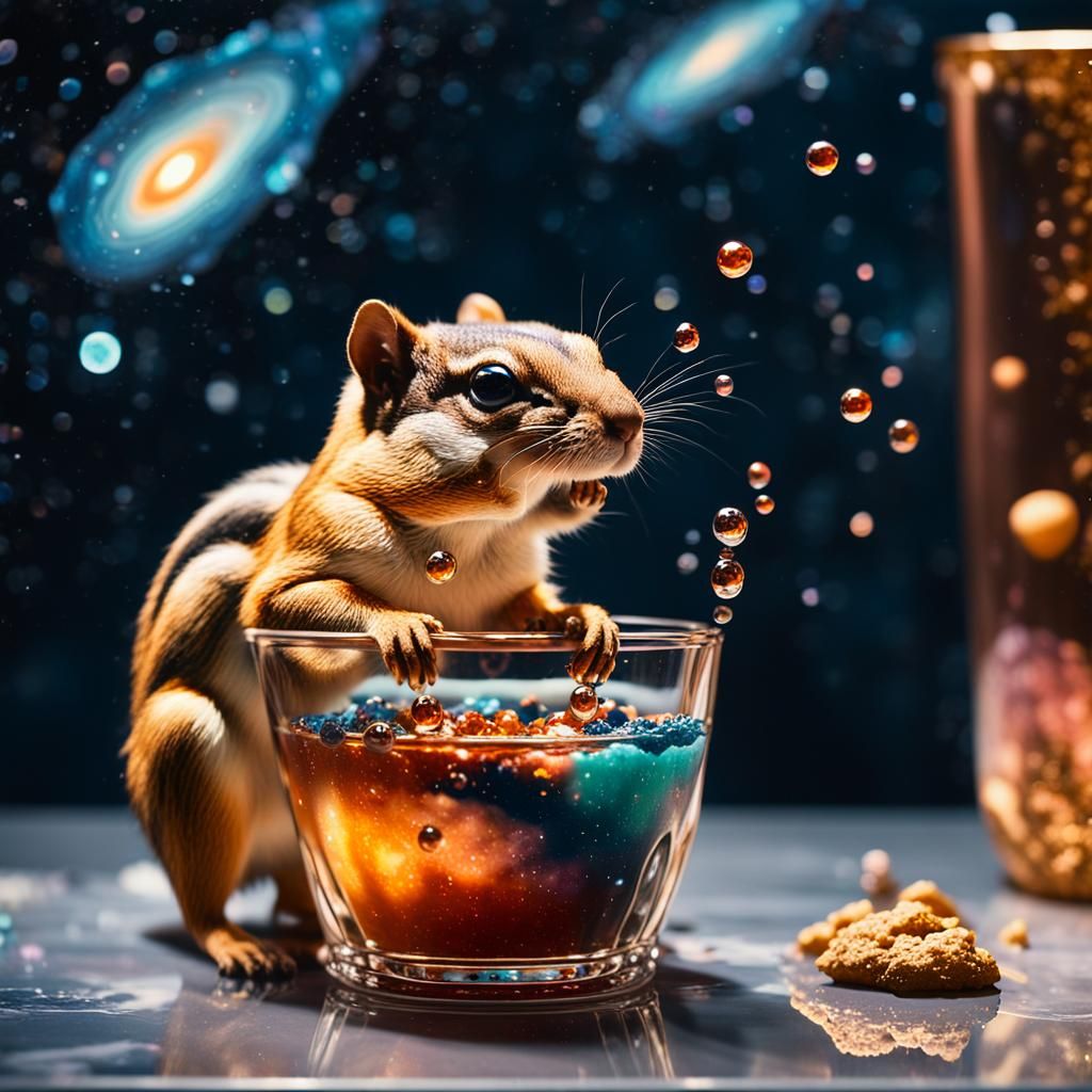 Chipmunk with Supernova Tears in Erté Style