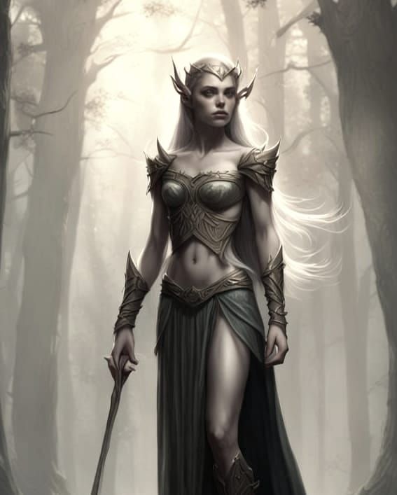 Confident Elf Princess Concept Art in Fine Art Style