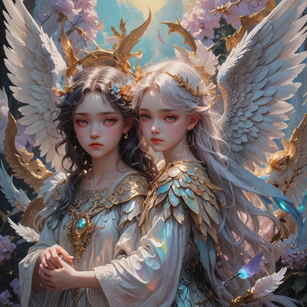 Angels and Demons in Pastel Oil Painting