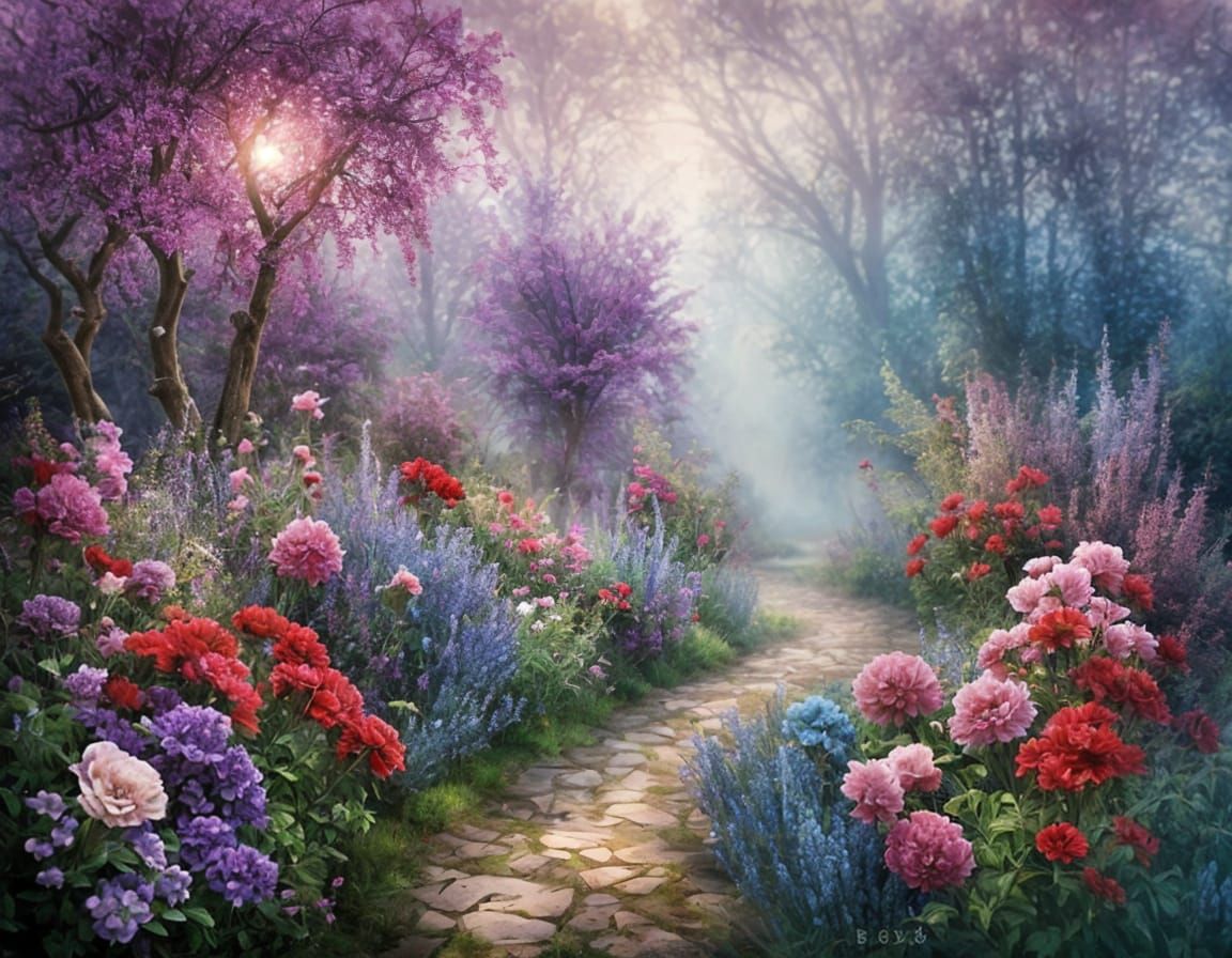 Whispers of Enchanted Blooms in Mystical Fog