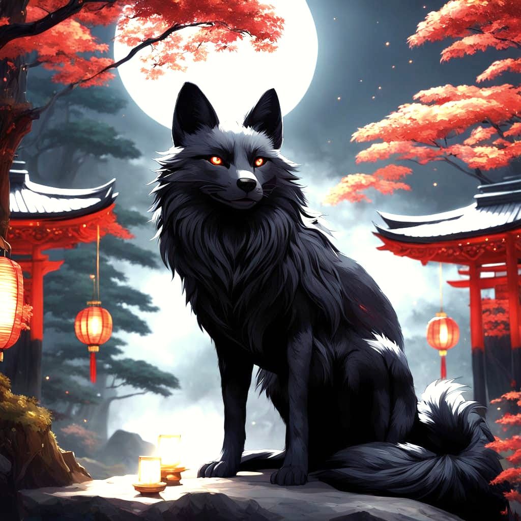 Surreal Kitsune in Dark Anime Art