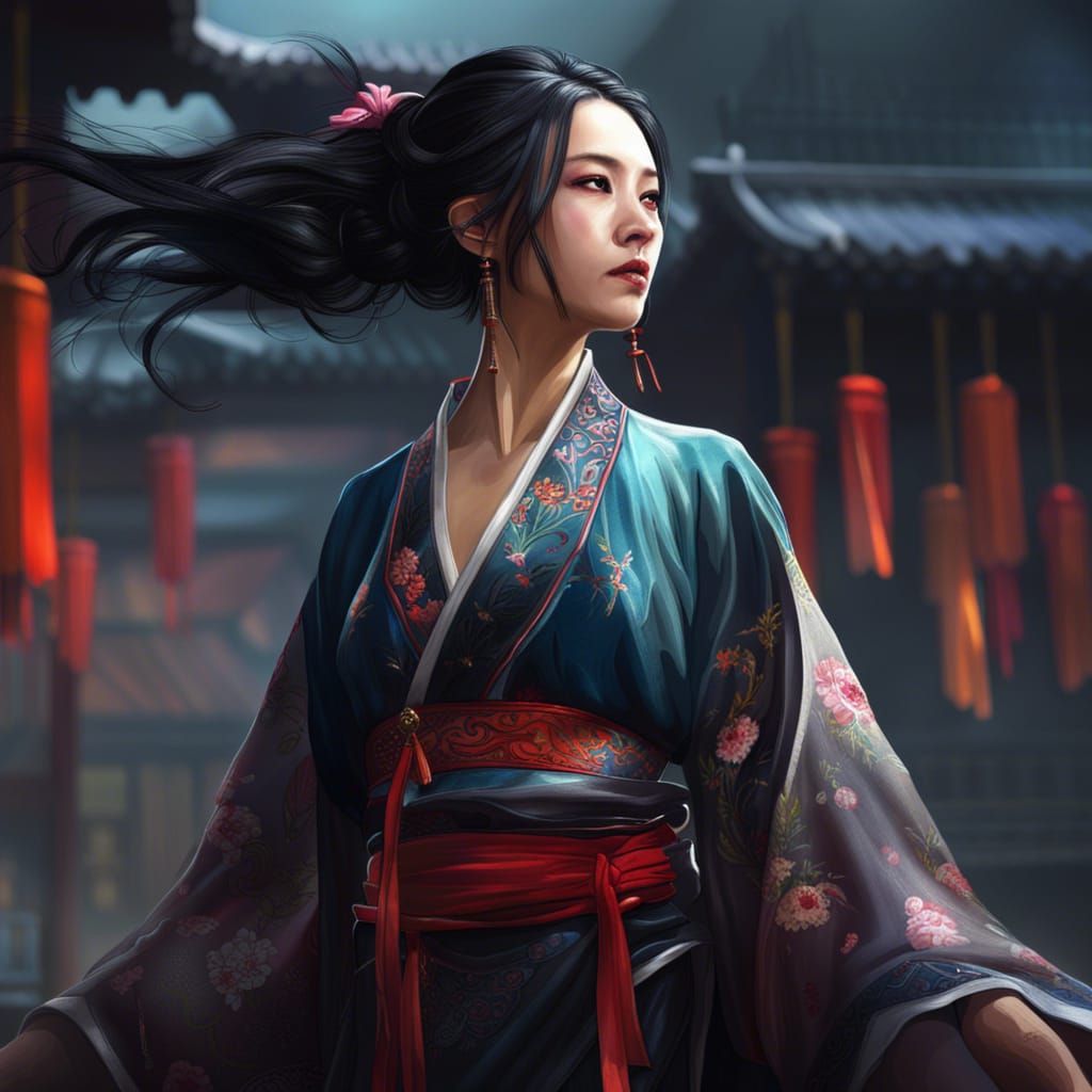 Chinese Woman in Traditional Dress: Hyperrealistic Portrait