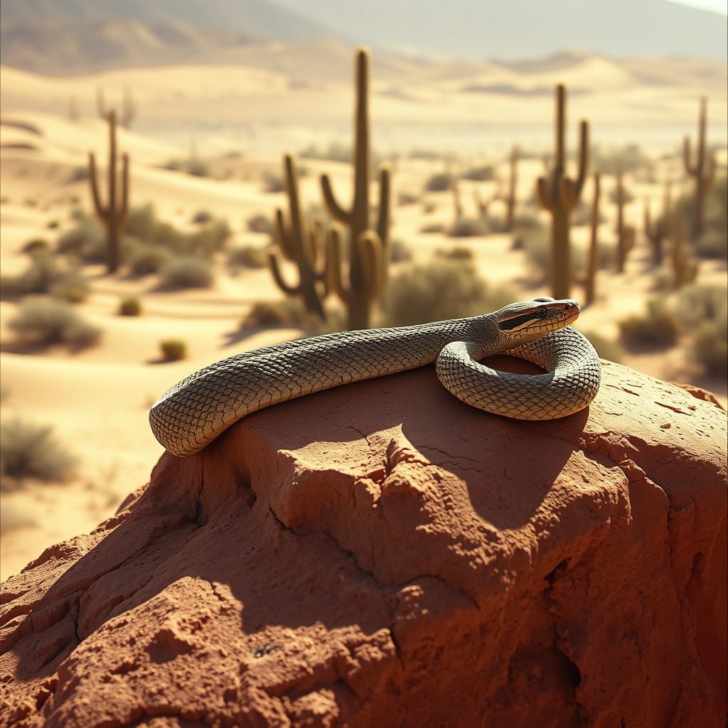 Majestic Western Diamondback Rattlesnake in Desert Landscape