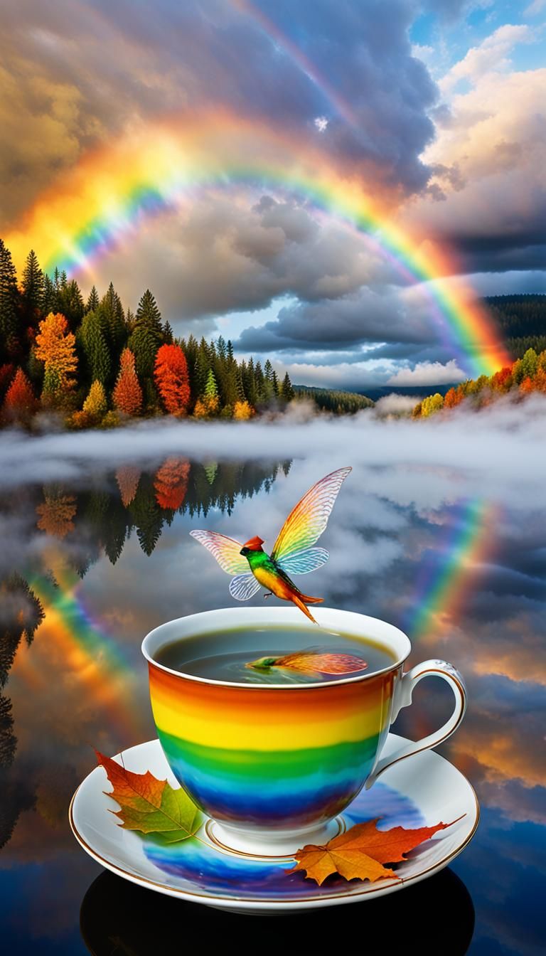 a lake of colorful non-newtonian fluids, vibrations causing the fluid to rise up in a rippled shape of autumn leaves rai...