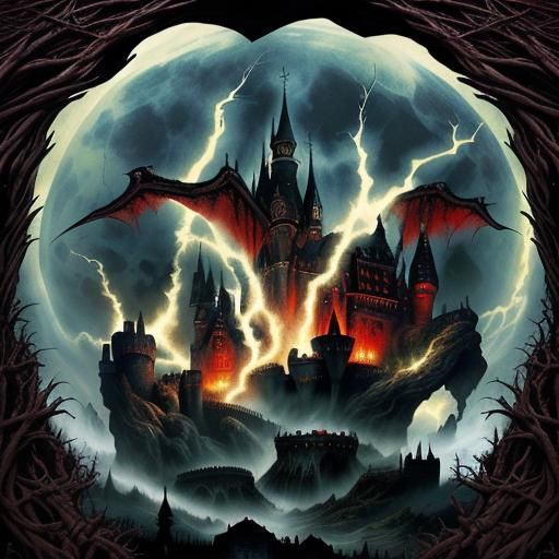 Dracula's Castle: An Occult Horror Illustration