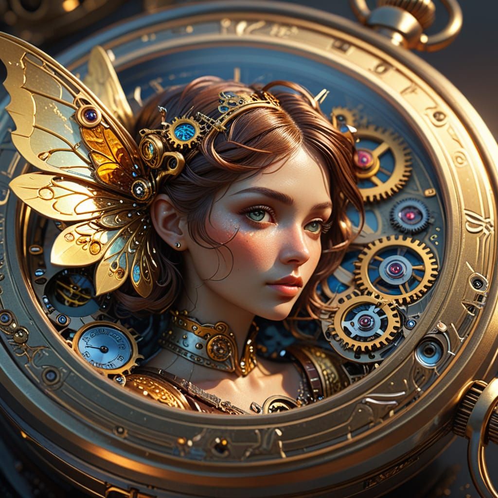 Clockwork Fairies Maintain Time in Pocket Watch