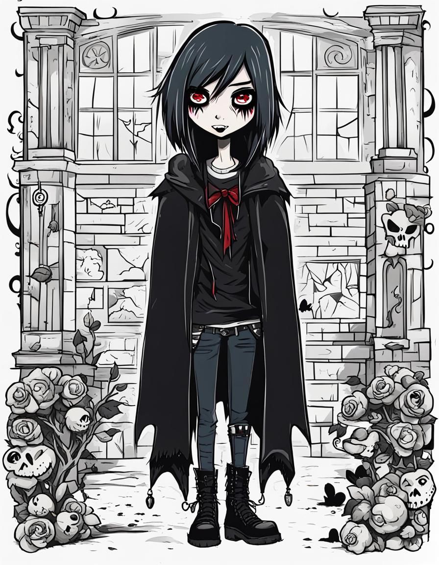 Emo Cartoon Vampire Girl Illustration