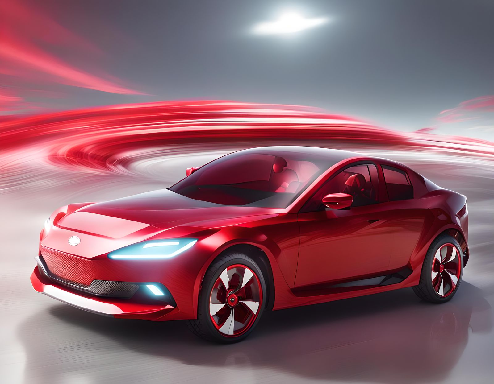 Red 2026 BYD Omnitrix Electric Sports Coupe 3D Render