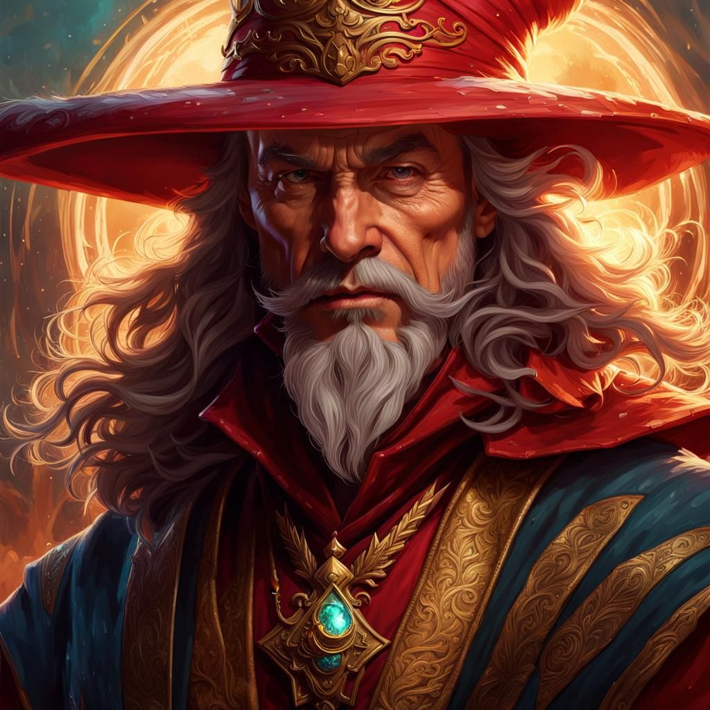 Rincewind Wizard Portrait in Hyperdetailed Splash Art