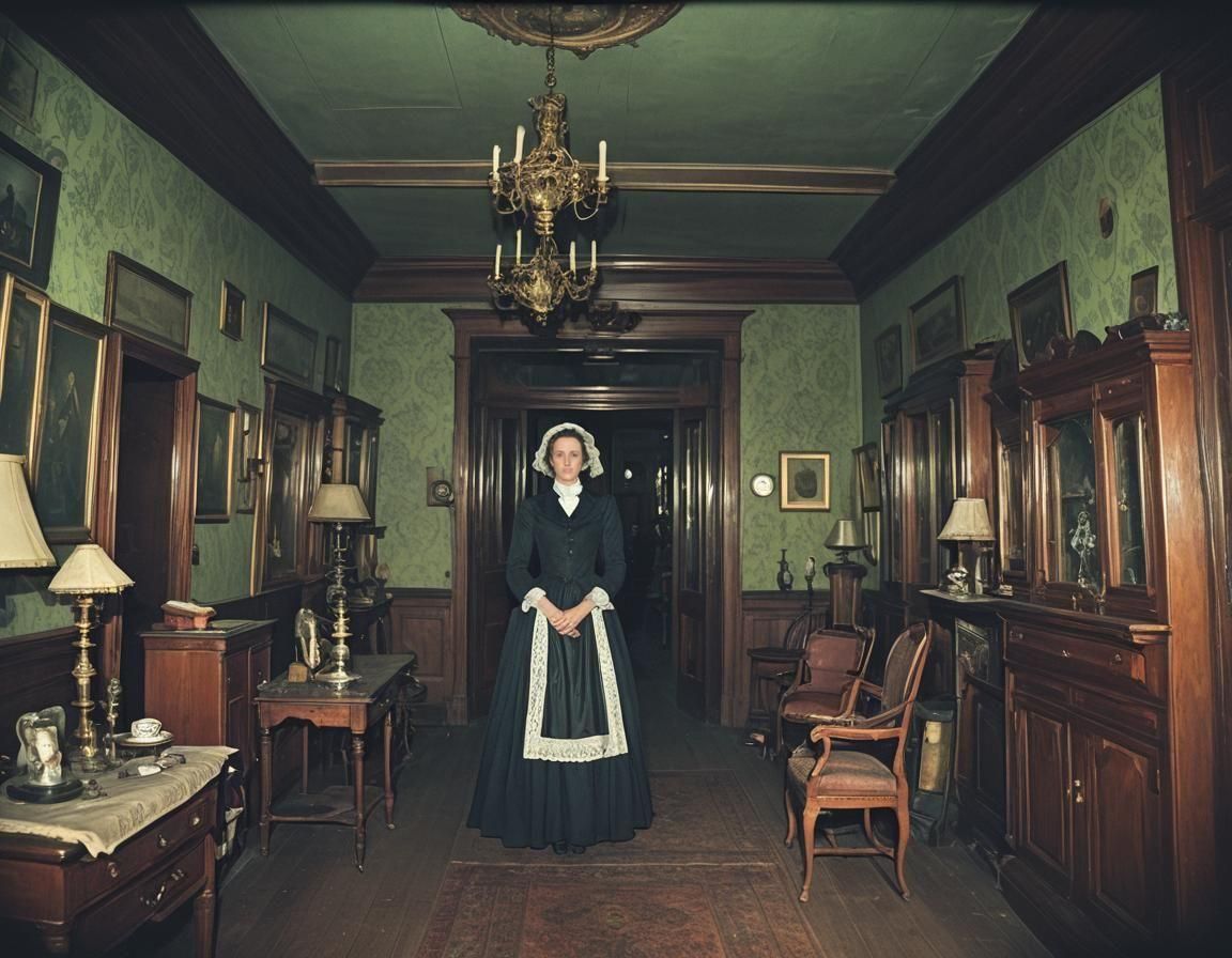Victorian Haunted House Interior: Cinematic Film Still