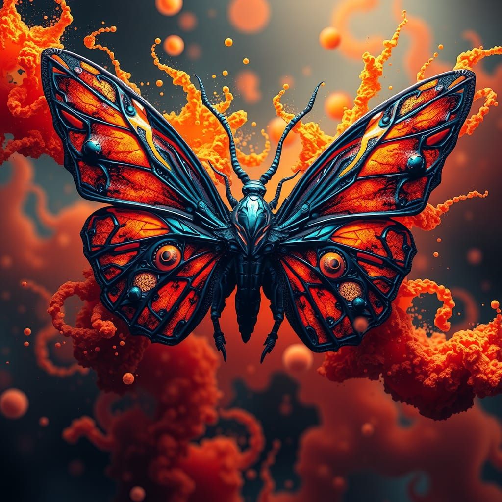 Cthulhu-Butterfly Hybrid in Dreamlike Biomechanical Art