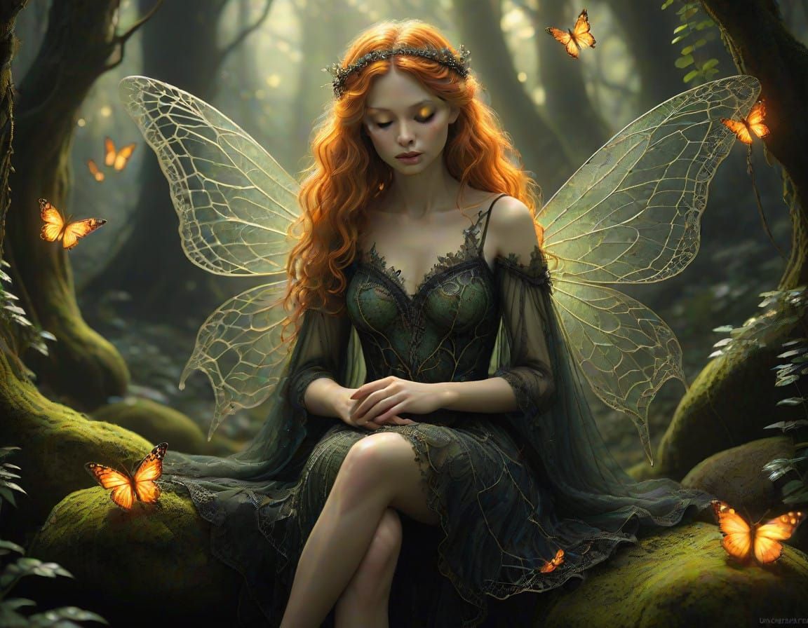 Mystical Fairy in Hyper-Realistic Stained Glass Style