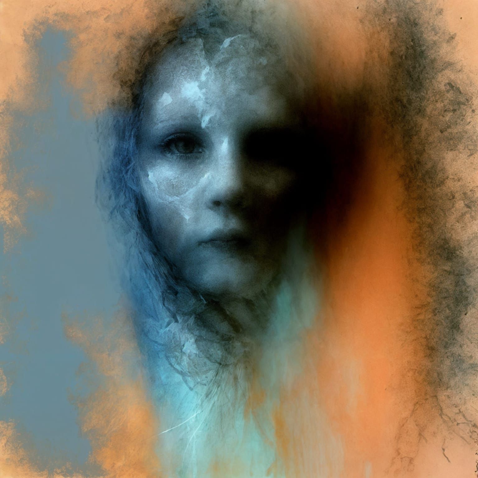 Ethereal Charcoal Portrait in Soft Pastel Hues