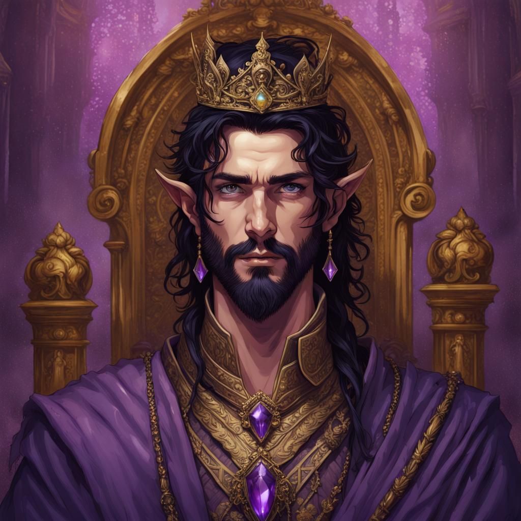 Half-Elf Emperor Portrait in Detailed Matte Painting Style