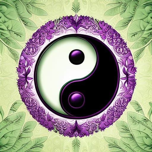Ying Yang Symbol with Butterflies