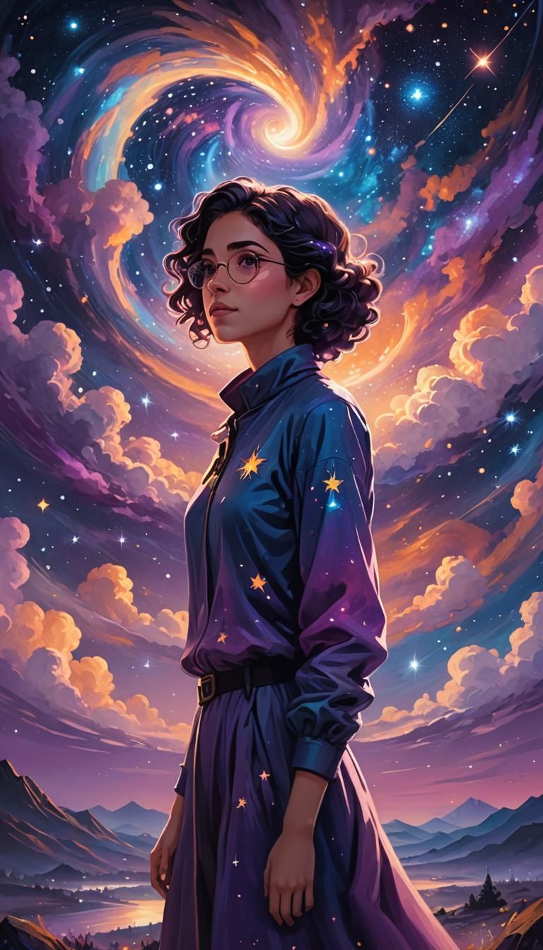 Starry Night Landscape in Vibrant Oil Painting Style