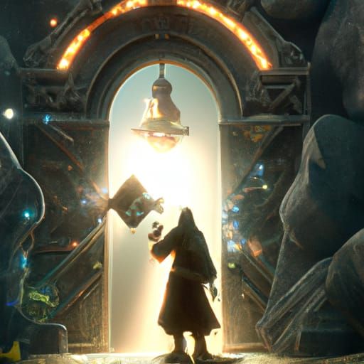 Magician Enters Portal: Dark Fantasy Concept Art