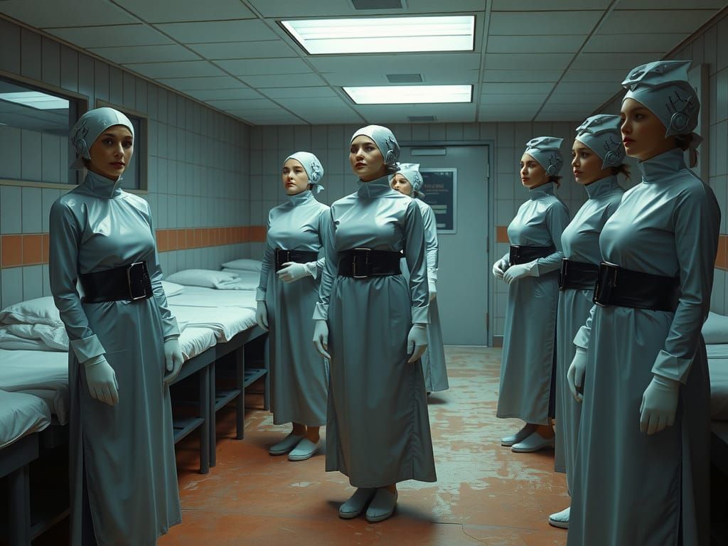 Futuristic Dormitory Inspection in Dystopian Style
