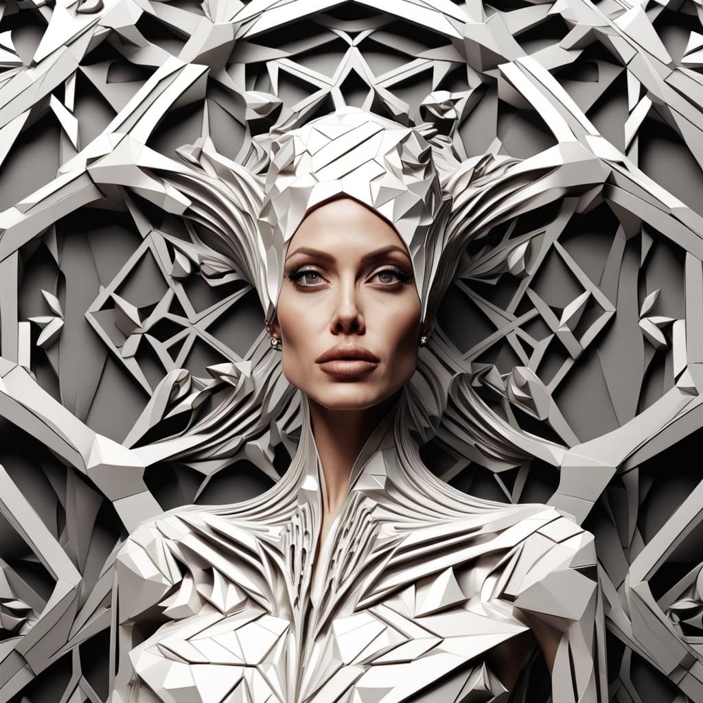 Celebrity Portrait in Geometric Baroque Futurism