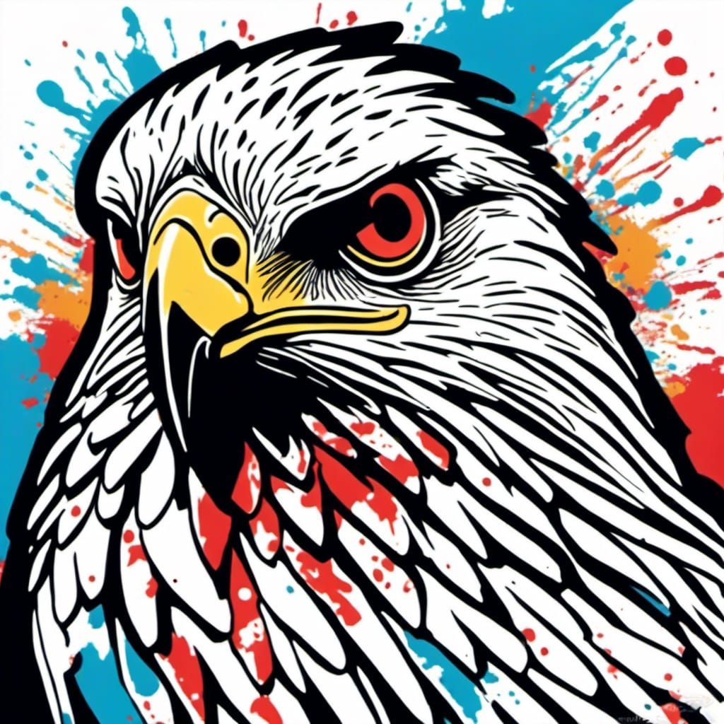 Humanlike Hawk Head in Flat Vector Art Style