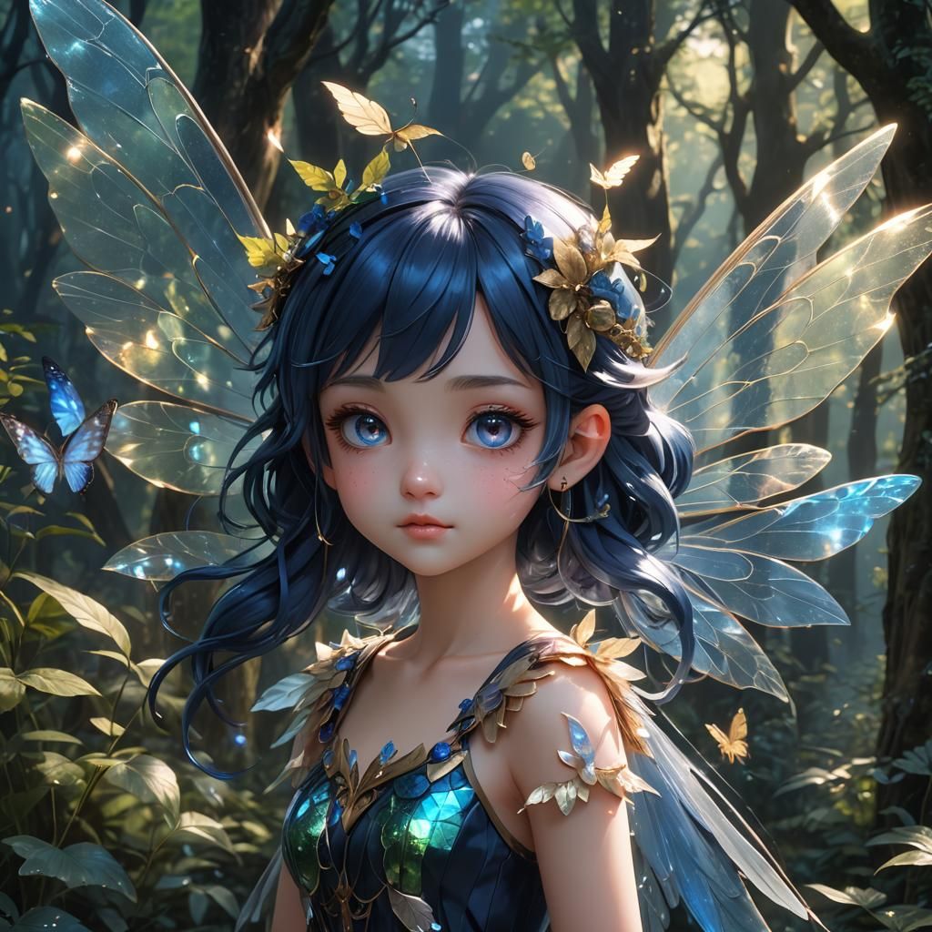 Cute Fairy Girl Portrait in 3D Anime Art