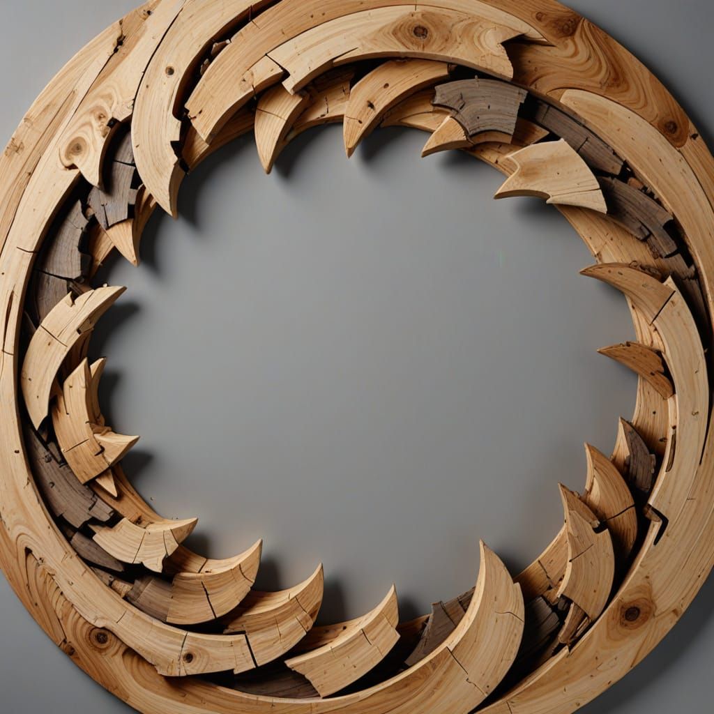 Abstract Circular Splintered Wood Texture on Gray