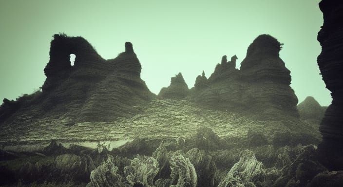 Eerie Halloween Landscape in Tim Burton Style