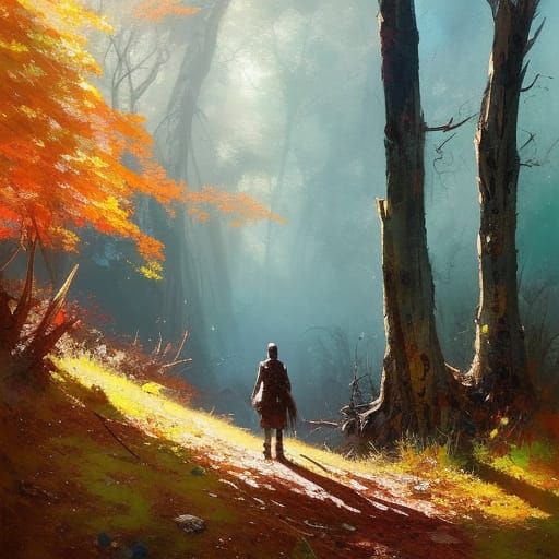 Autumn Mountain Landscape Painting in Fine Art Style