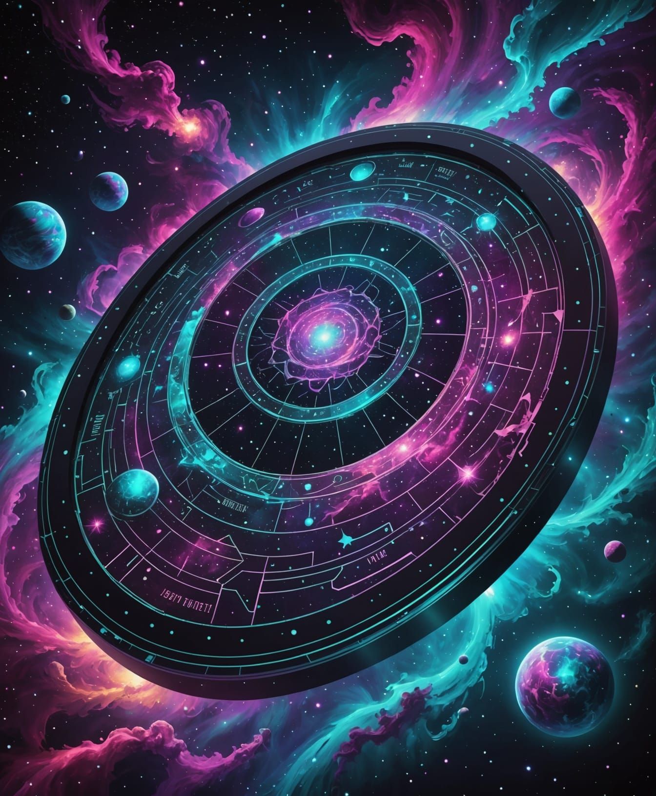 Cosmic Star Map on Crystal Tablet in Deep Space