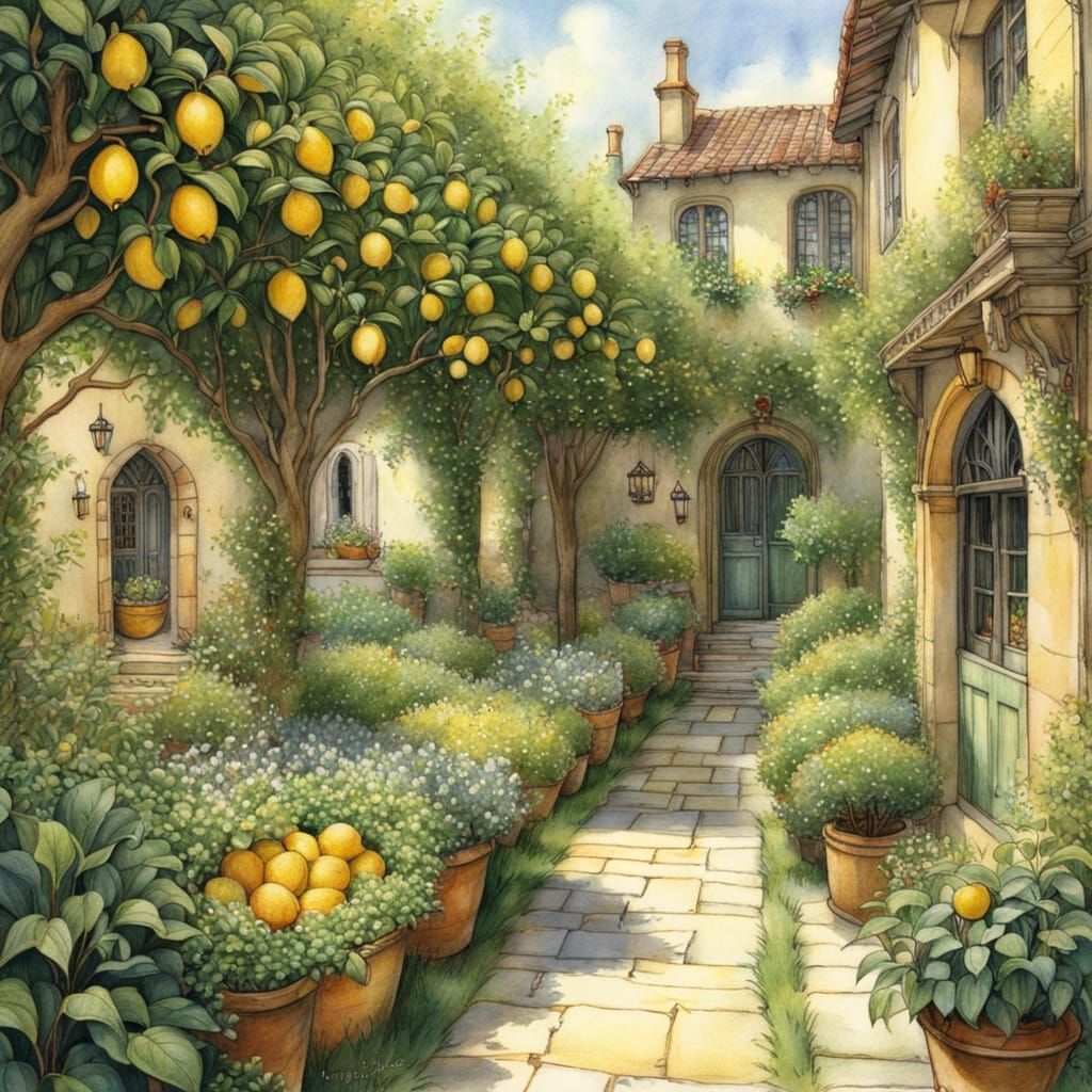 Mediterranean Courtyard in Brambley Hedge Style