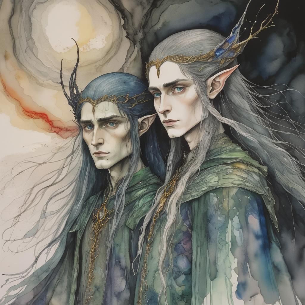 Elves in Middle-earth: Alcohol Ink Illustration