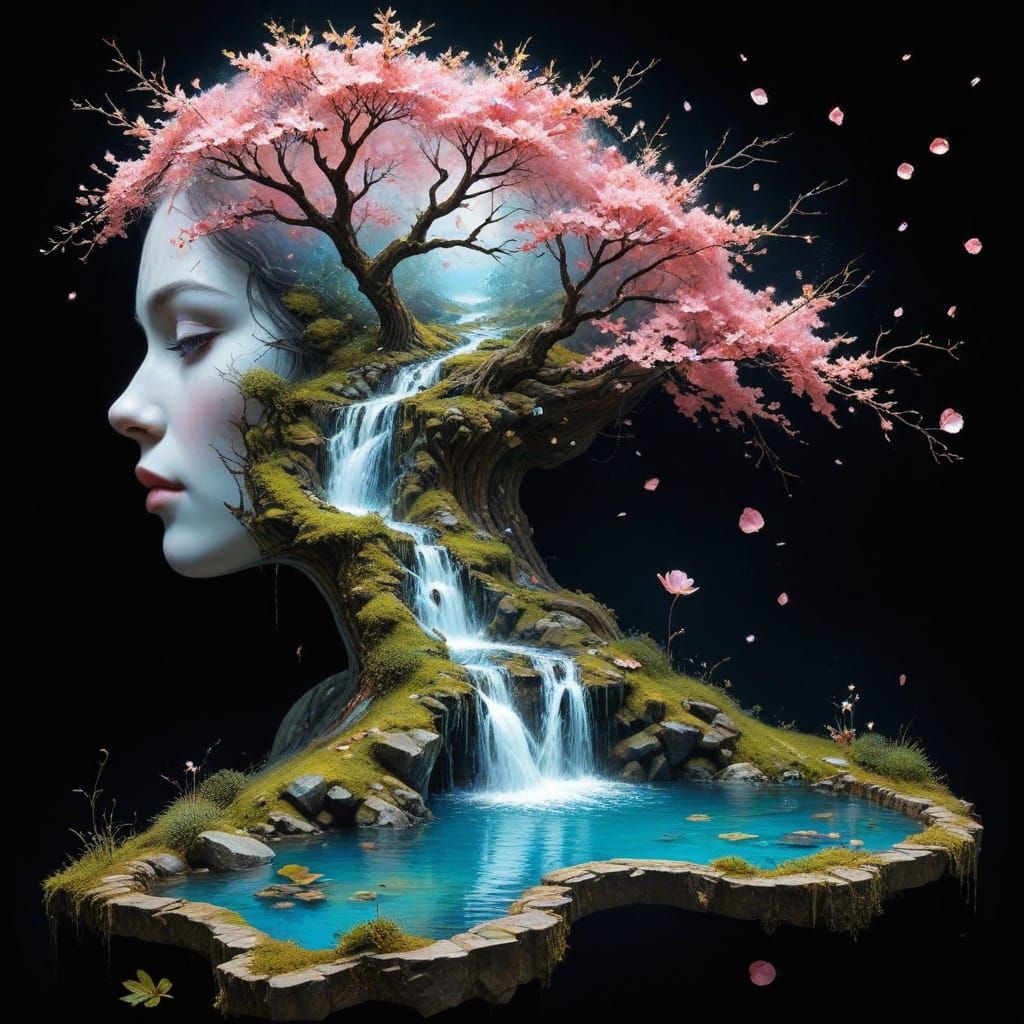 Realistic Silhouette of a Woman Holding Umbra Against a Blac...