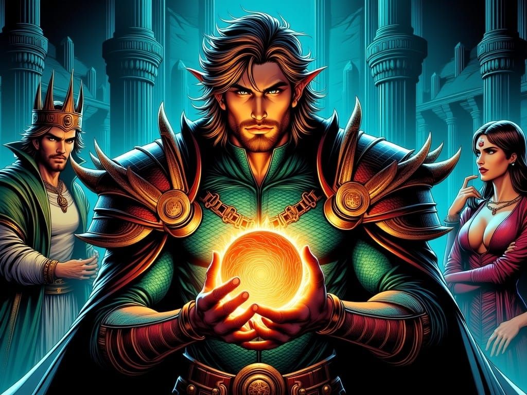 Dragonscale Warrior with Golden Artifact, in Dystopian Reali...