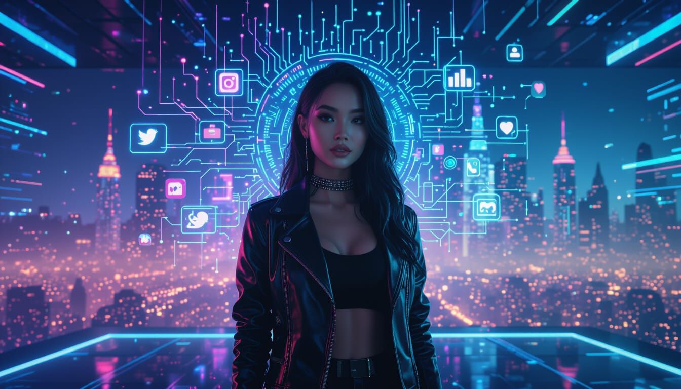 Holographic Virtual Influencer on Futuristic Stage