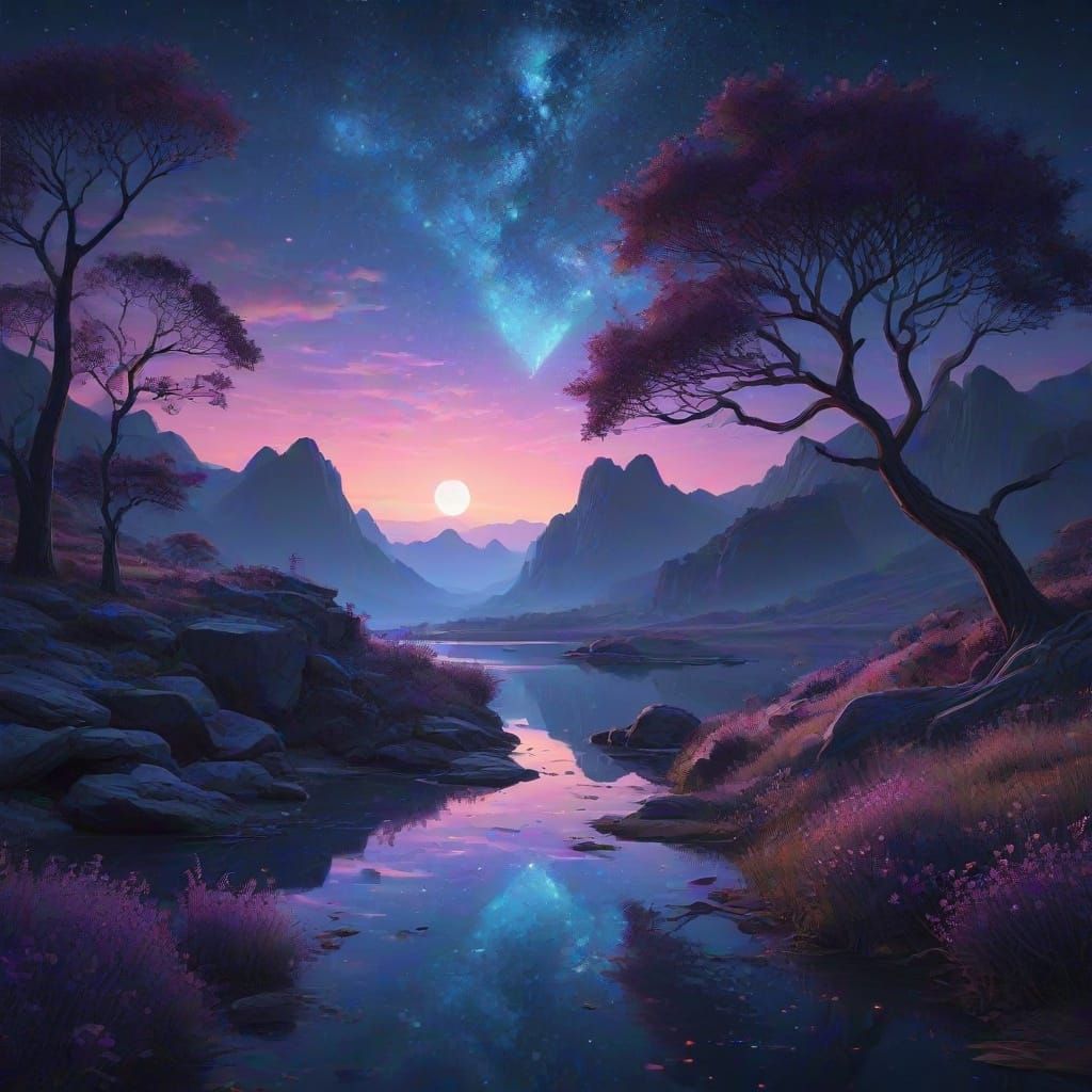 Cosmic Heart Moon Digital Art